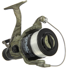 Load image into Gallery viewer, Angling Pursuits Camo 60 - 3BB Carp Runner Reel with 12lb Line and Spare Spool