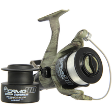 Load image into Gallery viewer, Angling Pursuits Camo 40 - 3BB Carp Runner Reel with 12lb Line and Spare Spool
