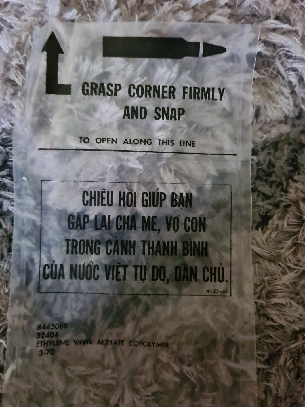 Vietnam War Chieu Hoi bag 69 dated