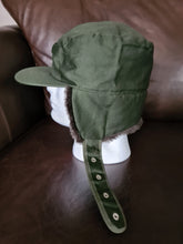 Load image into Gallery viewer, Fur lined trapper hat olive green
