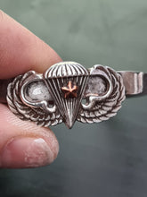 Load image into Gallery viewer, WW11 US Airborne solid silver jump wings on a solid silver bangle
