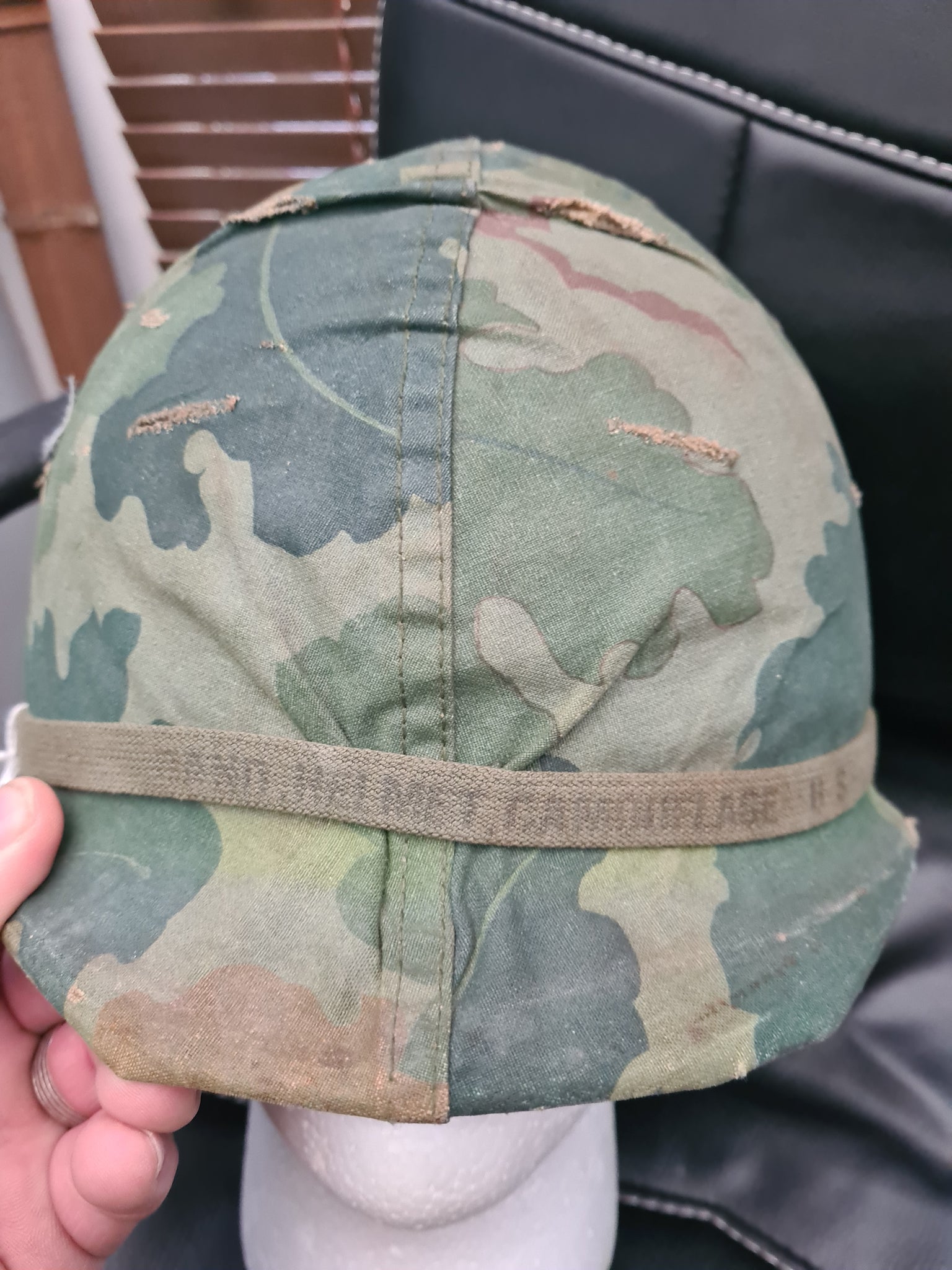 Vietnam war M1 helmet with Mitchel pattern cover – Bat 21 Militaria and ...