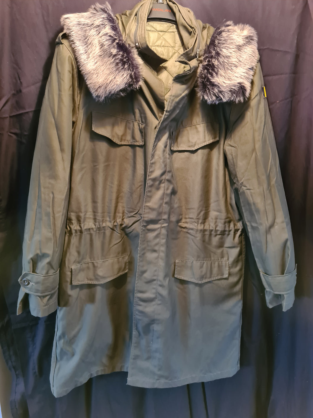Belgian Army MOD parka with fur trimmed hood